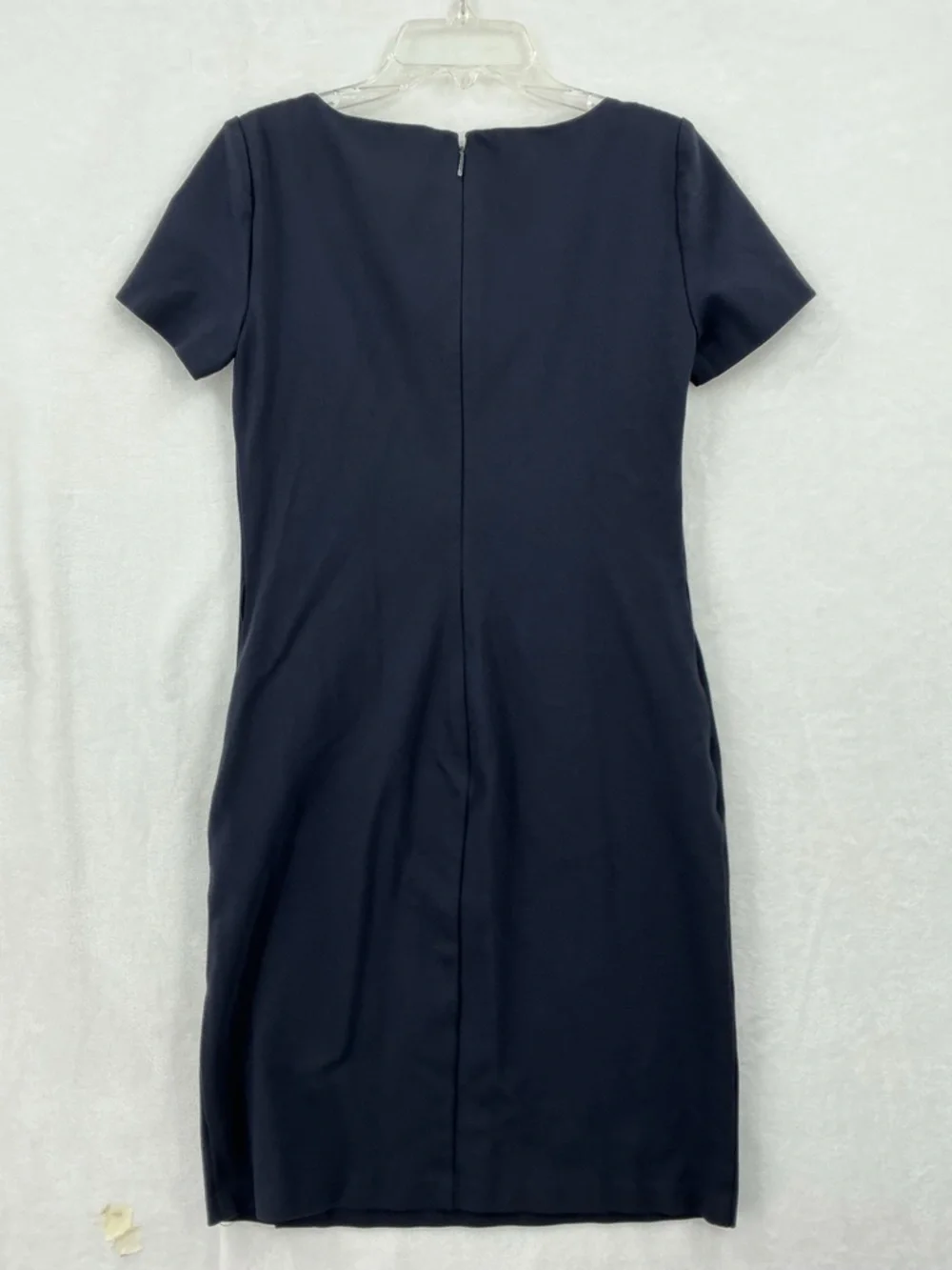Tory Burch Black Short-Sleeve Midi Shift Dress with Side Button Detail 718